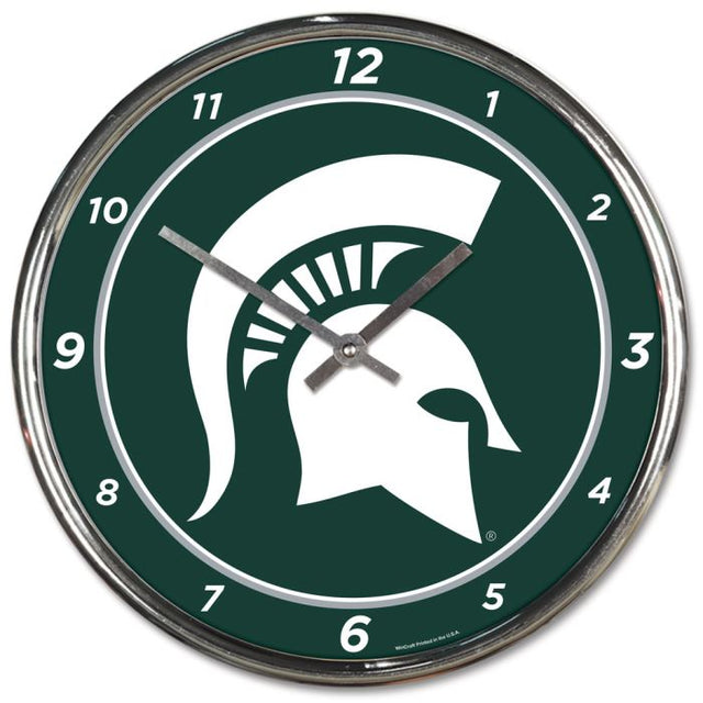 Michigan State Spartans Chrome Clock