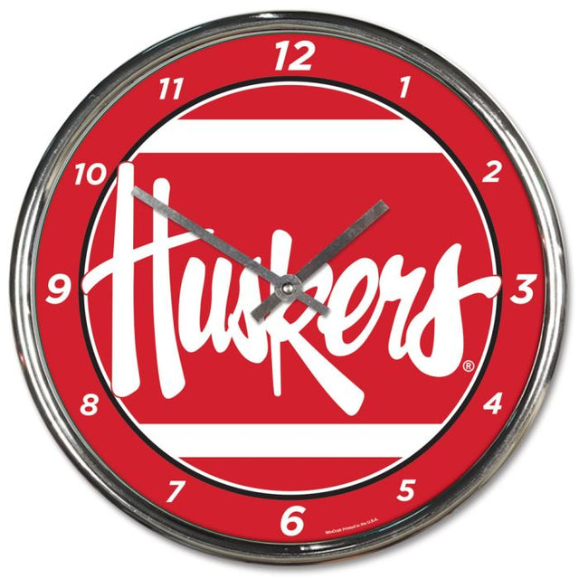 Nebraska Cornhuskers Chrome Clock