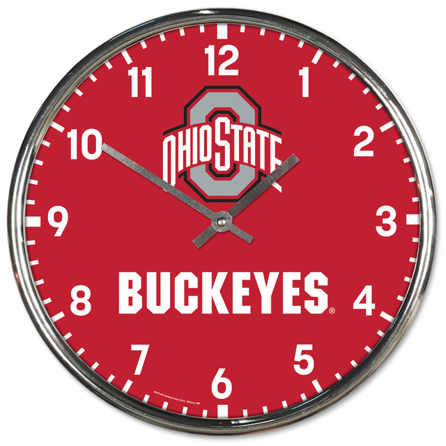 Reloj de pared redondo cromado de Ohio State Buckeyes