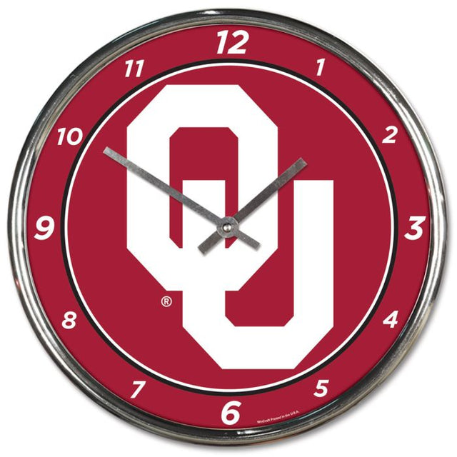 Oklahoma Sooners Chrome Clock