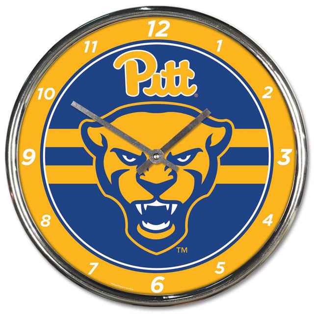 Reloj de pared redondo cromado de los Pittsburgh Panthers