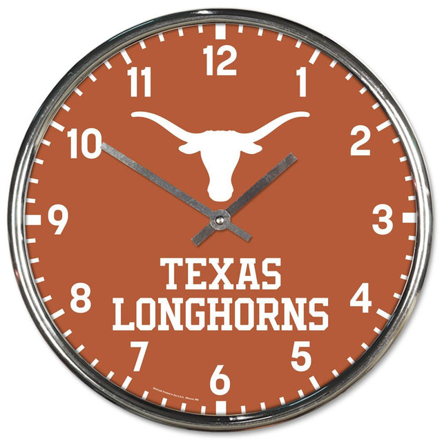 Reloj de pared redondo cromado de Texas Longhorns