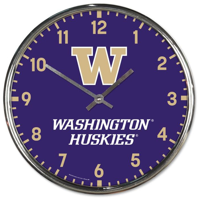 Washington Huskies Chrome Clock