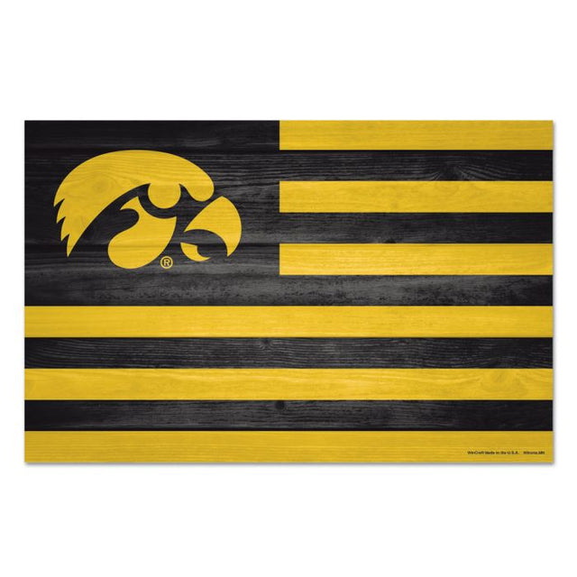 Iowa Hawkeyes AMERICANA Wood Sign 11" x 17" 1/4" thick