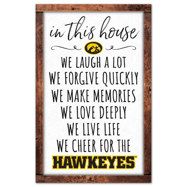 Iowa Hawkeyes BOX LIST Wood Sign 11" x 17" 1/4" thick