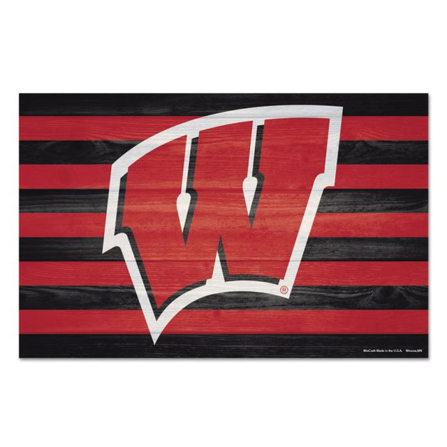 Letrero de madera de Wisconsin Badgers AMERICANA de 11" x 17" y 1/4" de grosor