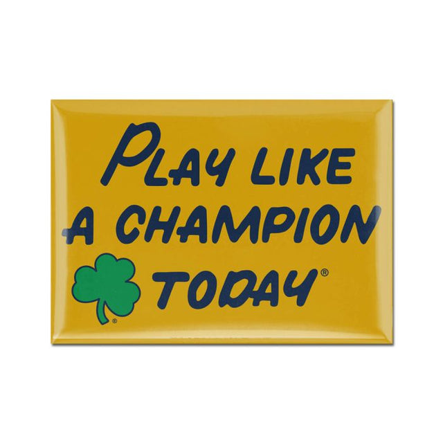 Notre Dame Fighting Irish JUEGA HOY COMO UN CAMPEÓN Imán de metal de 2,5" x 3,5"