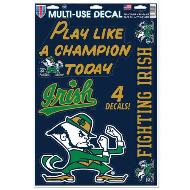 Notre Dame Fighting Irish JUEGA HOY COMO UN CAMPEÓN Calcomanía multiusos de 11" x 17"