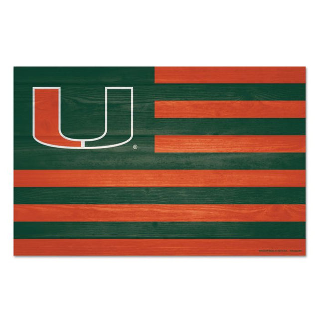 Letrero de madera con el lema "Miami Hurricanes AMERICANA", 11" x 17", 1/4" de grosor