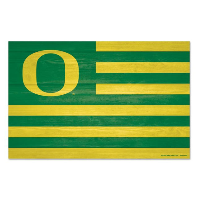 Letrero de madera de Oregon Ducks AMERICANA de 11" x 17" y 1/4" de grosor