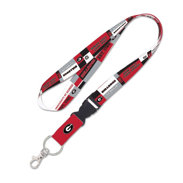 Georgia Bulldogs COLOR BLOCK Lanyard w/detachable buckle 1"