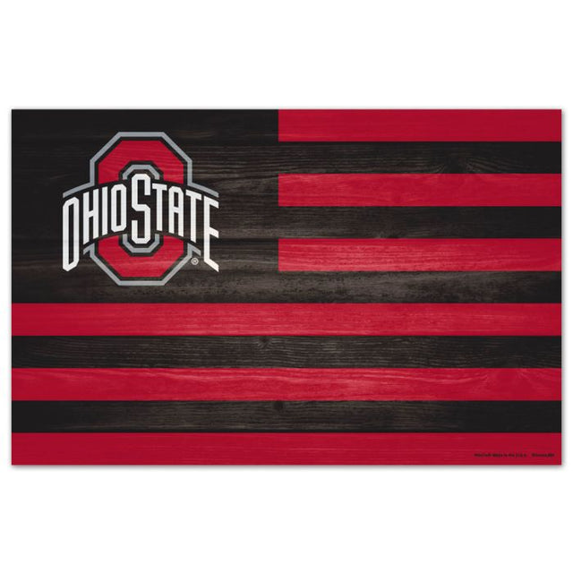 Letrero de madera con el lema AMERICANA de Ohio State Buckeyes, 11" x 17", 1/4" de grosor