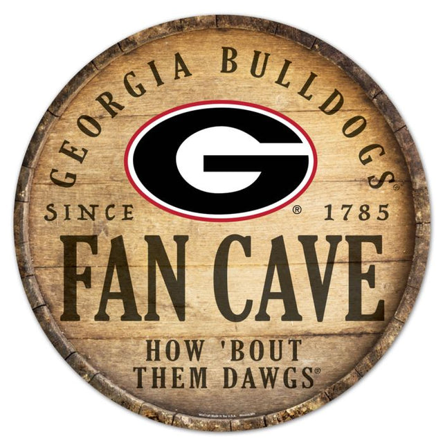 Georgia Bulldogs Fan Cave Wood Sign 14" Rnd