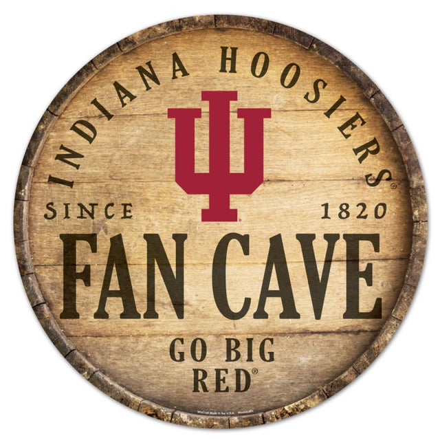 Indiana Hoosiers Fan Cave Wood Sign 14" Rnd