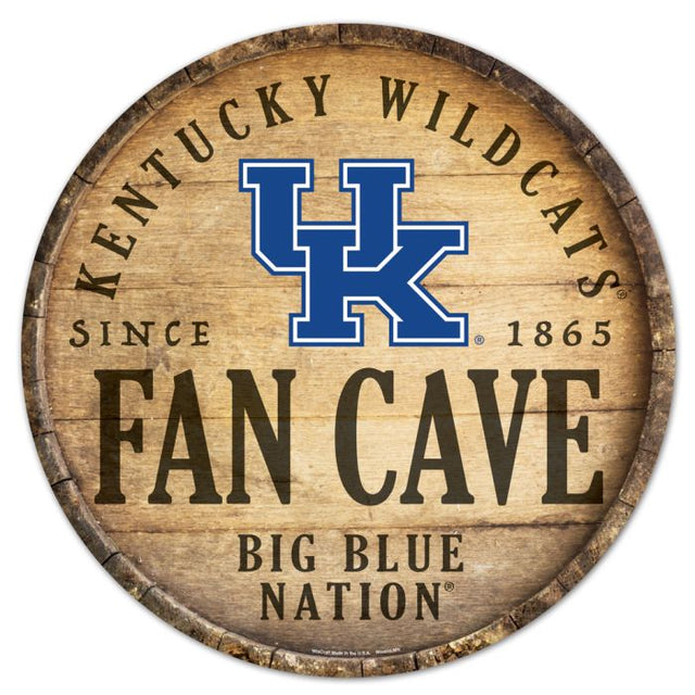 Letrero de madera para cueva de fanáticos de Kentucky Wildcats, 14" redondo