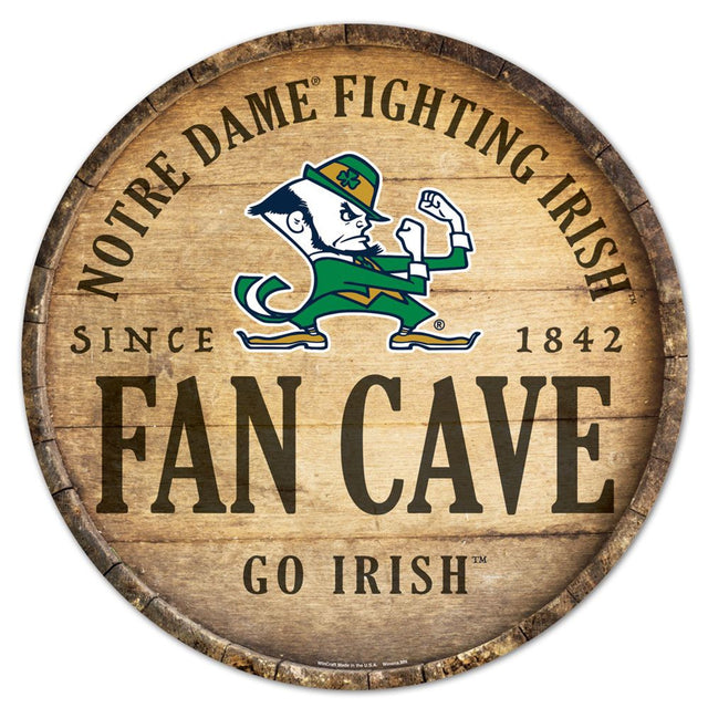 Notre Dame Fighting Irish Sign Wood 14" Round Barrel Top Design