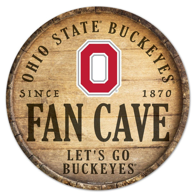 Ohio State Buckeyes Sign Wood 14" Round Barrel Top Design