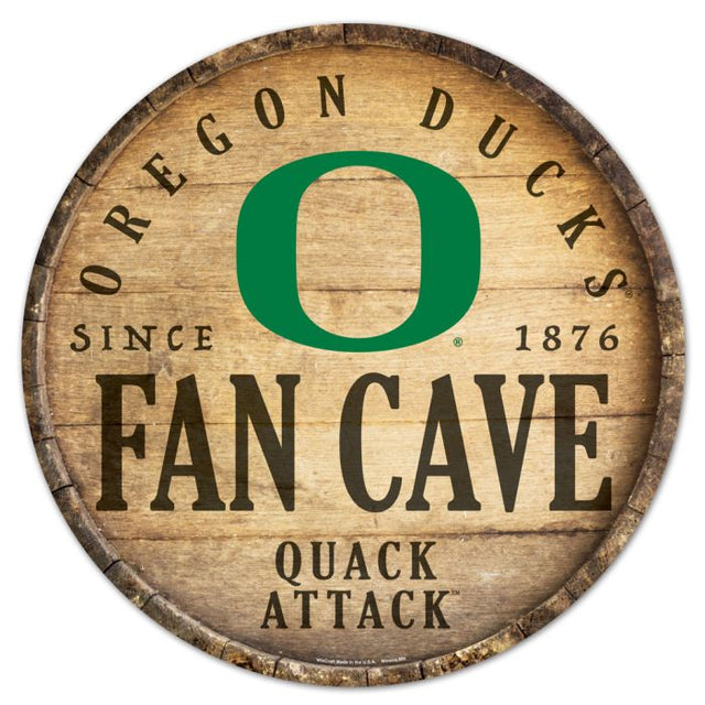 Letrero de madera para cueva de aficionados de los Oregon Ducks, 14" redondo