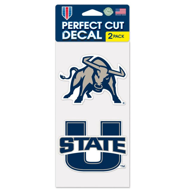 Juego de dos calcomanías de corte perfecto de Utah State Aggies de 4" x 4"