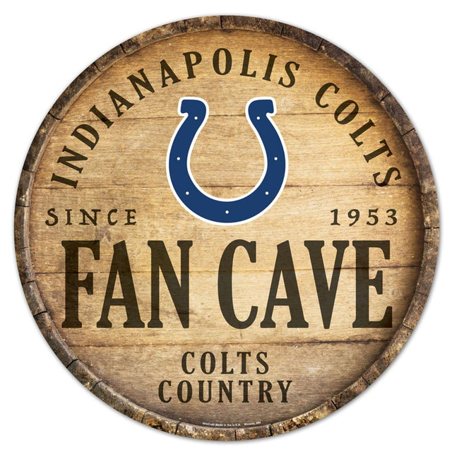 Letrero de madera de los Indianapolis Colts de 14" con diseño de barril redondo