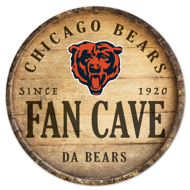 Chicago Bears Sign Wood 14" Round Barrel Top Design