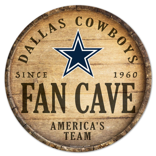 Dallas Cowboys Sign Wood 14" Round Barrel Top Design