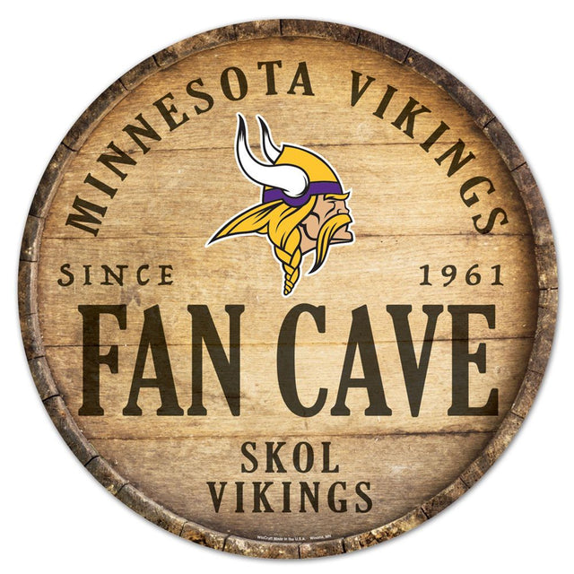 Minnesota Vikings Sign Wood 14" Round Barrel Top Design