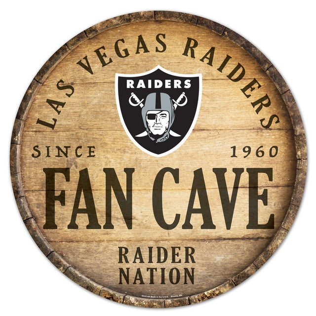 Letrero de madera de los Raiders de Las Vegas, diseño de barril redondo de 14"