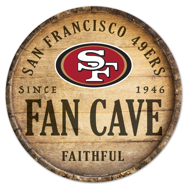 San Francisco 49ers Sign Wood 14" Round Barrel Top Design