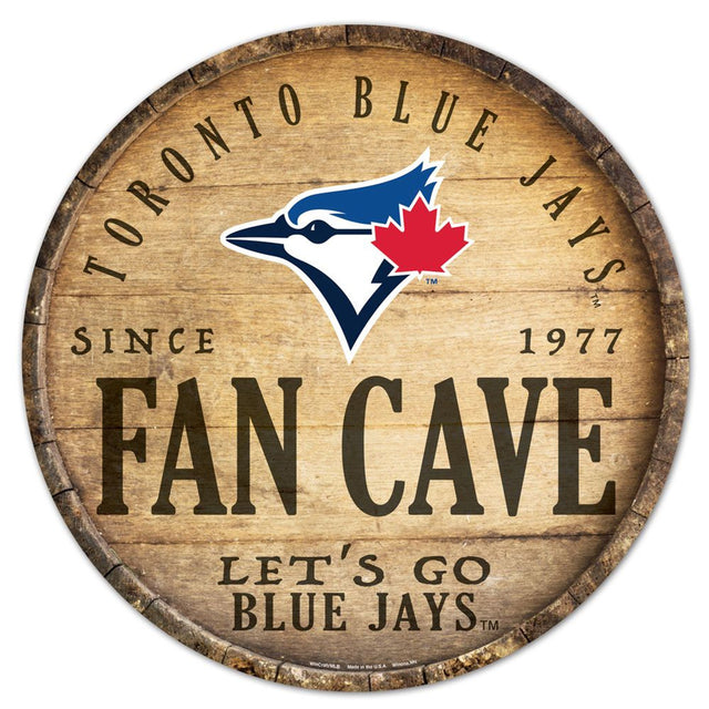 Letrero de madera de los Toronto Blue Jays de 14" con diseño de barril redondo