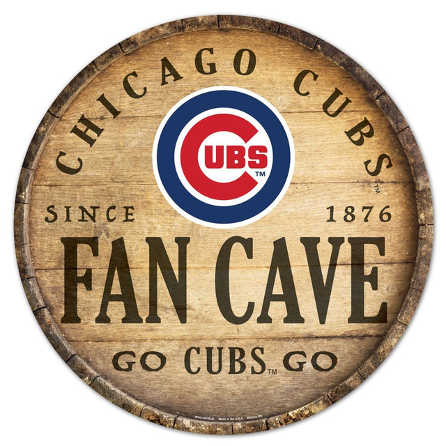 Chicago Cubs Sign Wood 14" Round Barrel Top Design