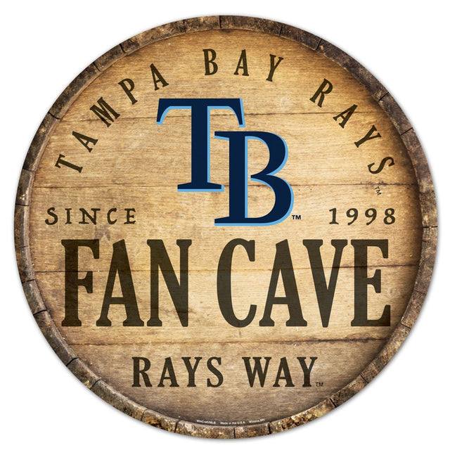 Letrero de madera de los Tampa Bay Rays de 14" con diseño de barril redondo