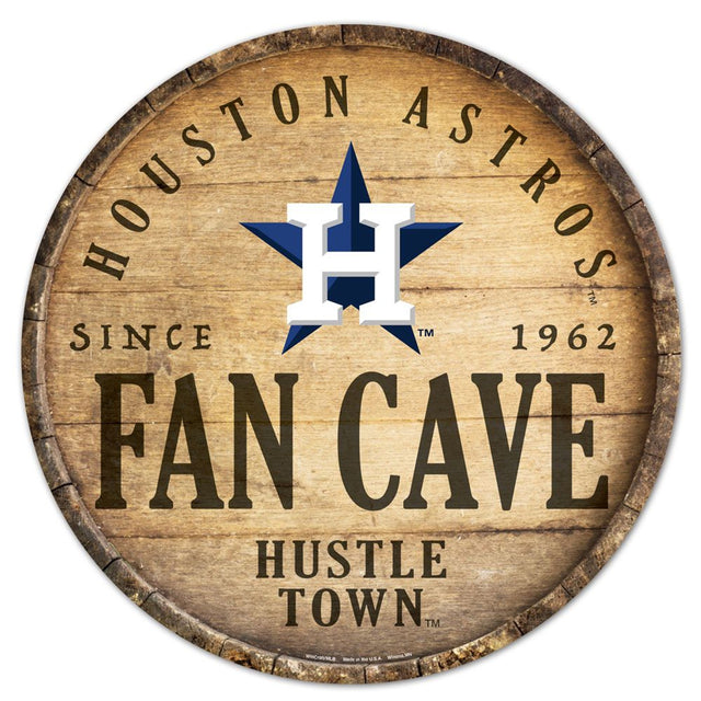 Houston Astros Sign Wood 14" Round Barrel Top Design