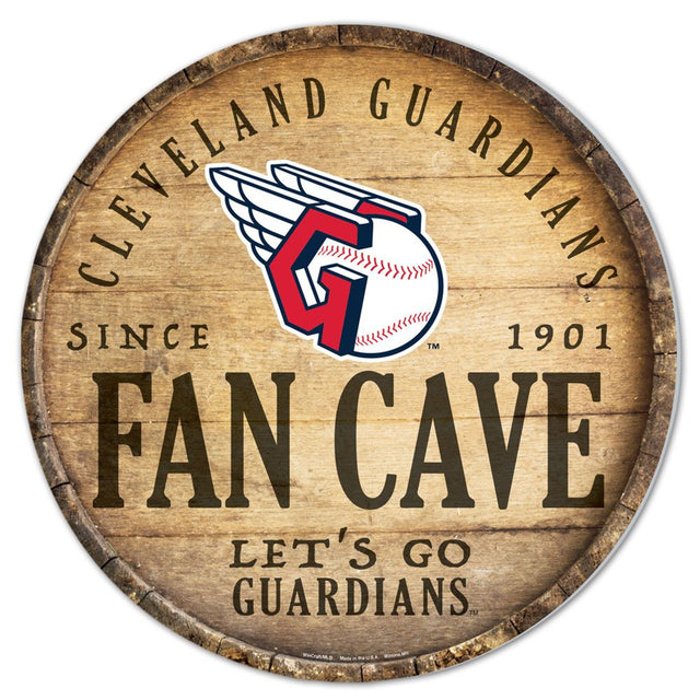 Cleveland Guardians Sign Wood 14" Round Barrel Top Design