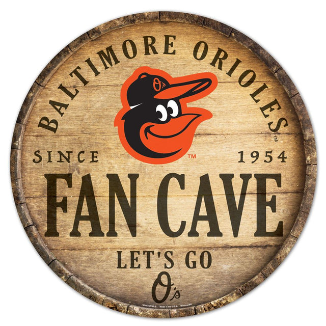 Baltimore Orioles Sign Wood 14" Round Barrel Top Design