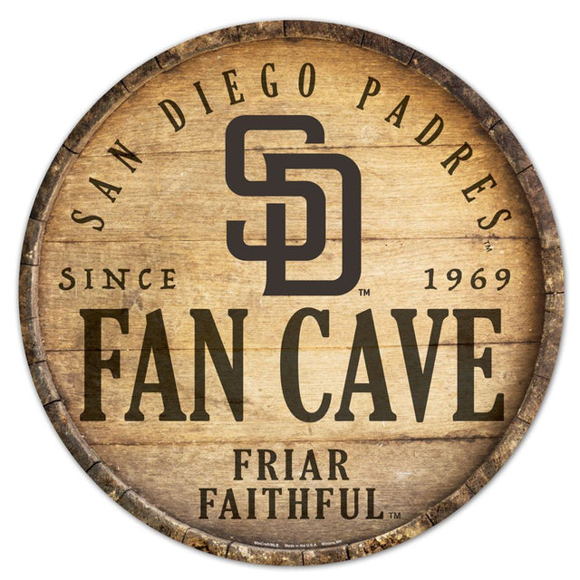 San Diego Padres Sign Wood 14" Round Barrel Top Design