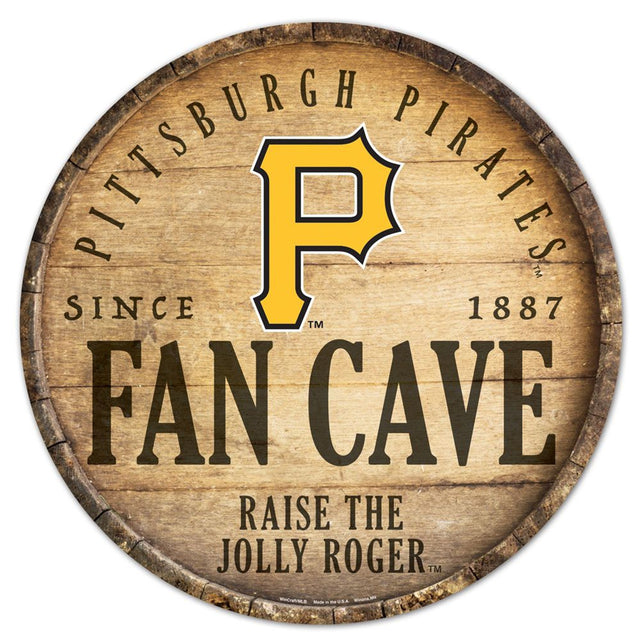 Pittsburgh Pirates Sign Wood 14" Round Barrel Top Design