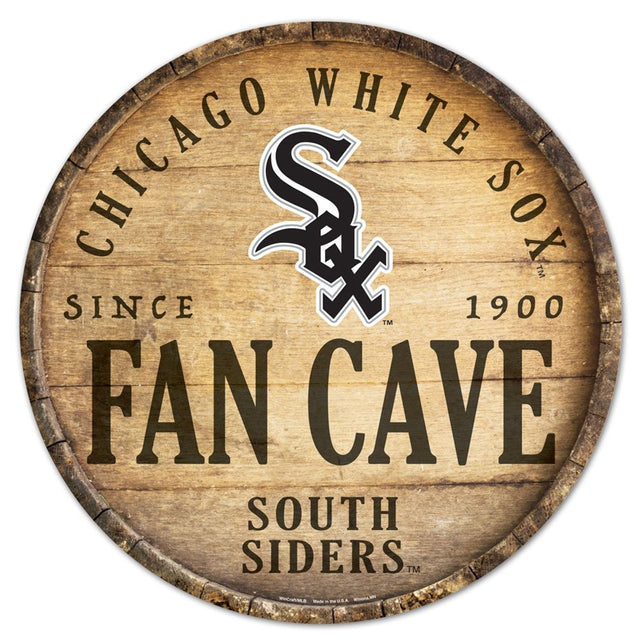 Letrero de madera de los Chicago White Sox de 14" con diseño de barril redondo