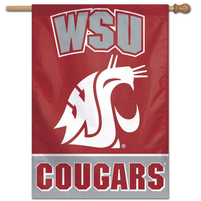 Bandera vertical de los Cougars del estado de Washington de 28" x 40"