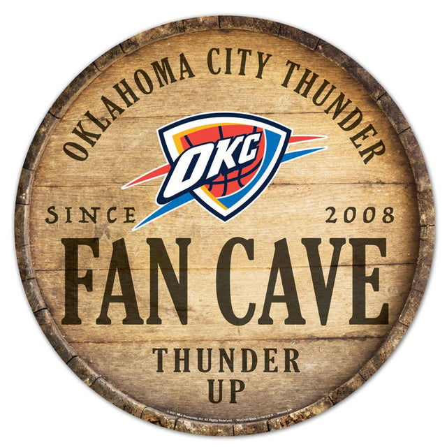 Oklahoma City Thunder Sign Wood 14" Round Barrel Top Design