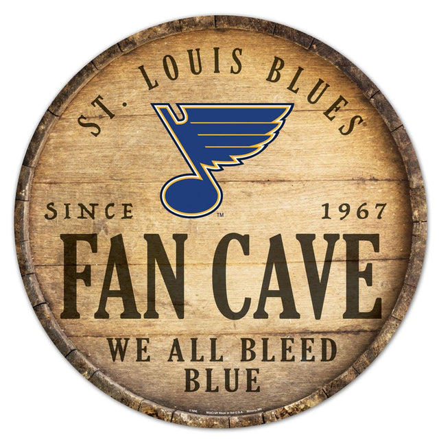 Letrero de madera de los St. Louis Blues de 14" con diseño de barril redondo