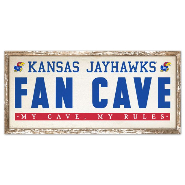 Letrero de madera de los Kansas Jayhawks de 8" x 17"