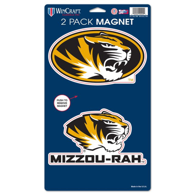 Paquete de 2 imanes de los Missouri Tigers de 5" x 9"