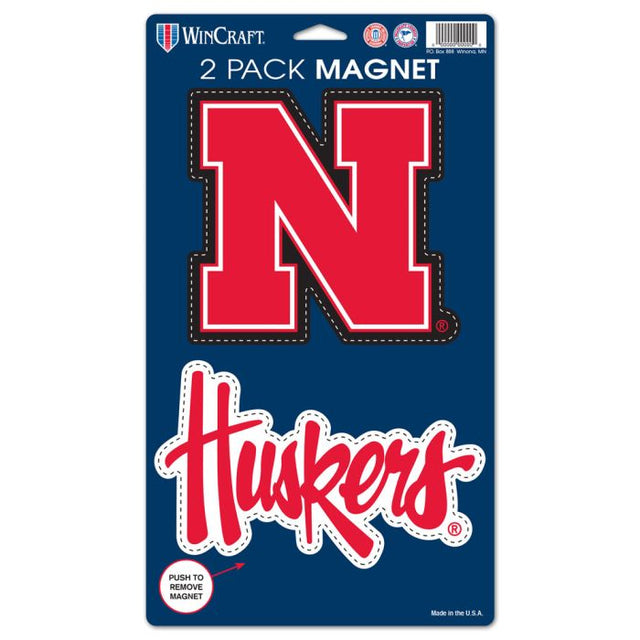 Paquete de 2 imanes de Nebraska Cornhuskers de 5" x 9"