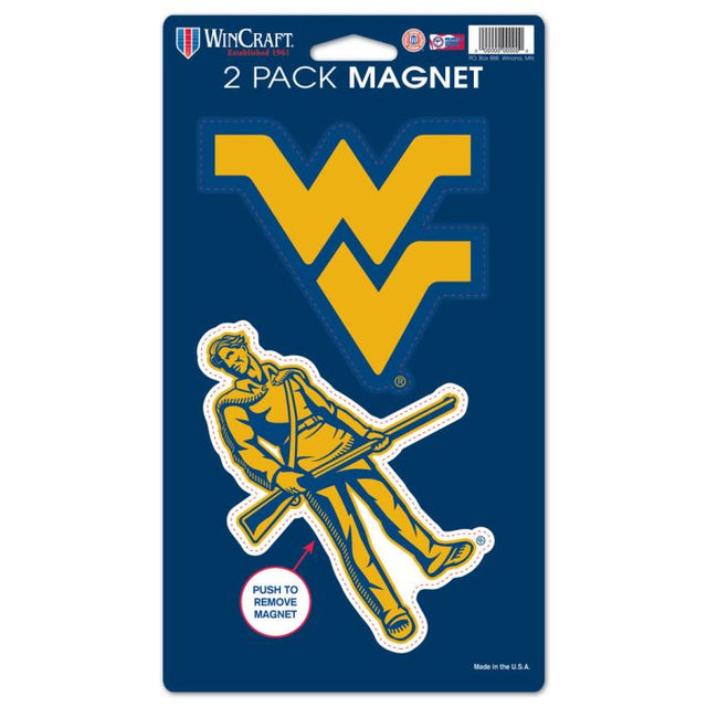 Imanes de 5" x 9" de West Virginia Mountaineers, paquete de 2