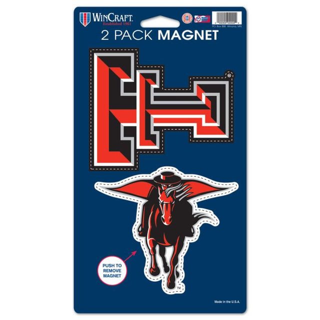 Paquete de 2 imanes de Texas Tech Red Raiders de 5" x 9"