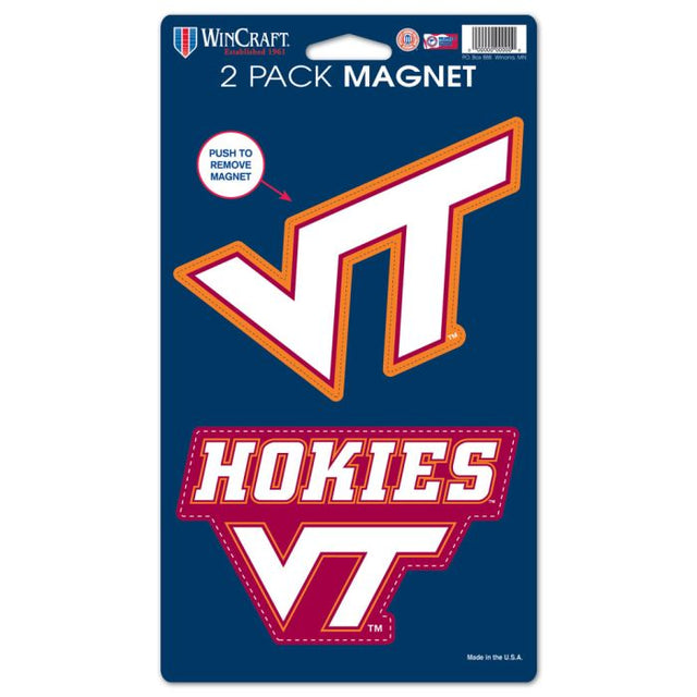 弗吉尼亚理工学院 Hokies 2 件装磁铁 5 英寸 x 9 英寸