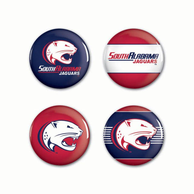 South Alabama Jaguars Button 4 Pack 1 1/4" Rnd