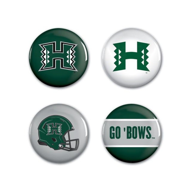 Hawaii Warriors Button 4 Pack 1 1/4" Rnd