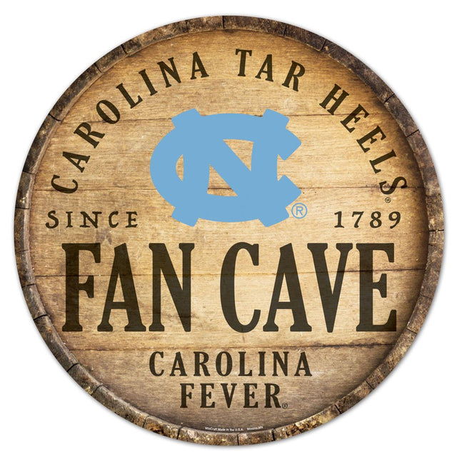 North Carolina Tar Heels Sign Wood 14" Round Barrel Top Design